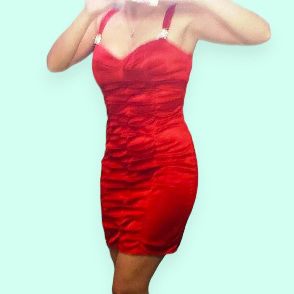 Stunning Hot Red Satin Party Dress Love Tease 7